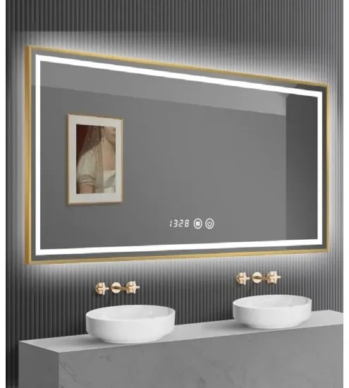 Oglinda Led Si Touch Cu Functie Dezaburire, Elit's, EsnJ44, 100X80cm, Rama Bronz Antichizata