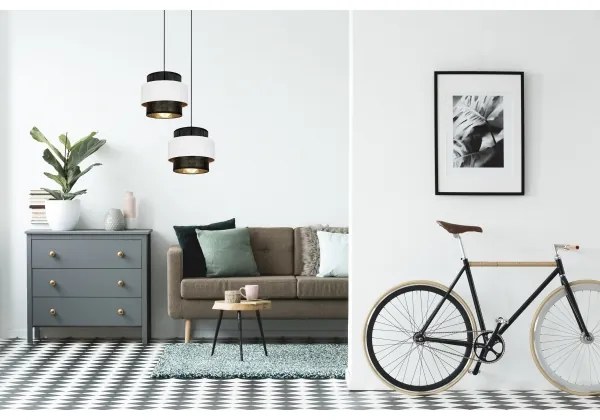 Lustră pe cablu NESS 2xE27/60W/230V d. 30 cm neagră/albă