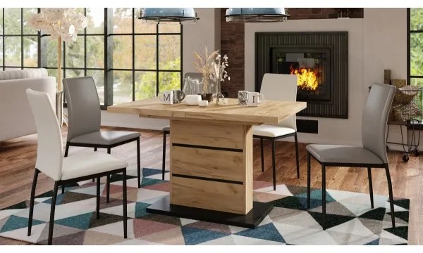 Masă extensibilă PAOLO stejar craft/negru