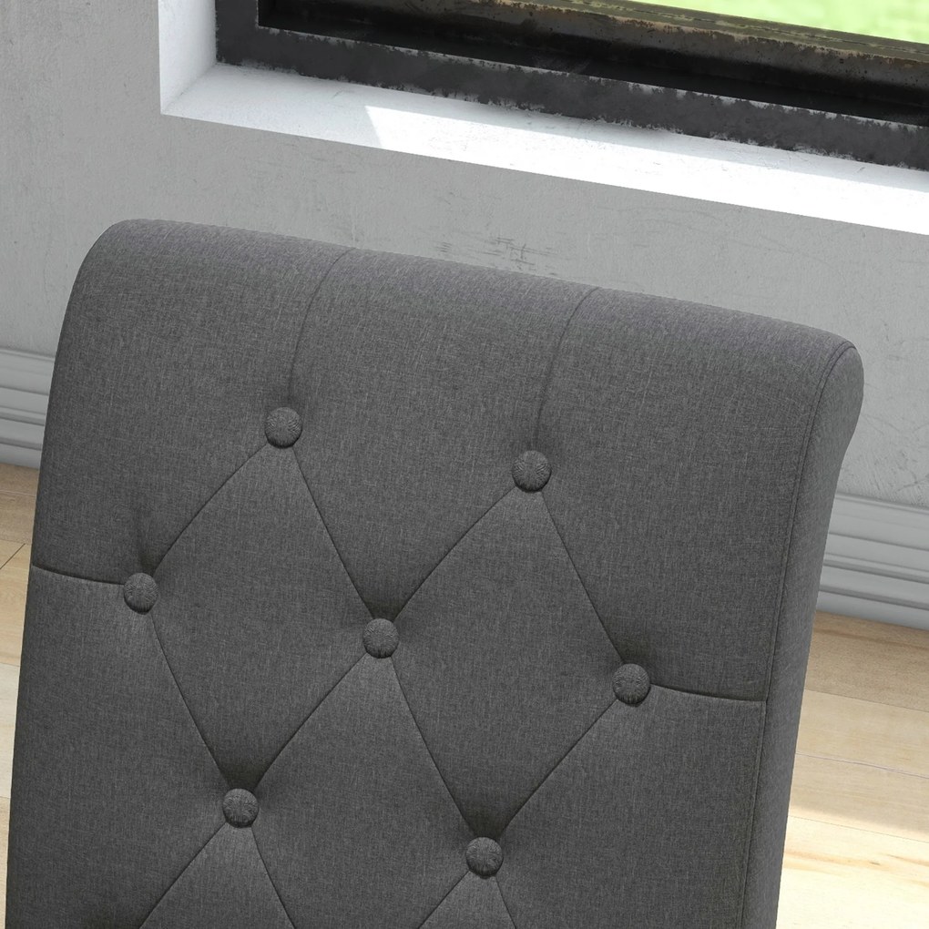 HOMCOM Lot de 2 scaune de Masă Scaun de Bucătărie Confortabil Picioare din Lemn Lin 47 x 61 x 101 cm gri închis | Aosom Romania