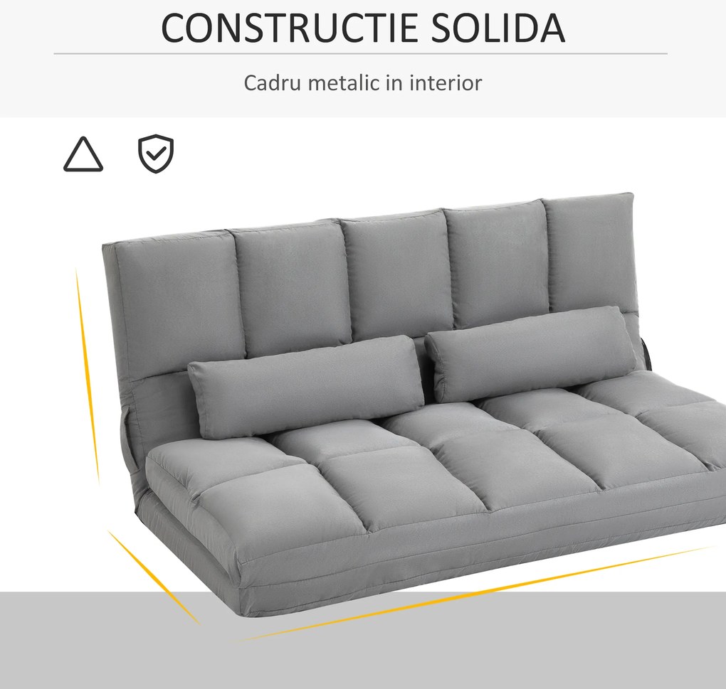 HOMCOM Canapea De Podea Pliabila, 130x73x60 cm Gri | Aosom Romania