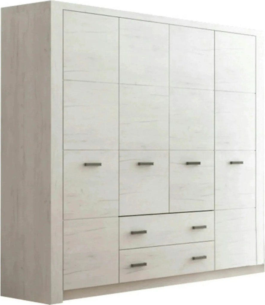 Dulap INFINITY I-18, frasin alb, PAL melaminat, cu 4 usi si 2 sertare,