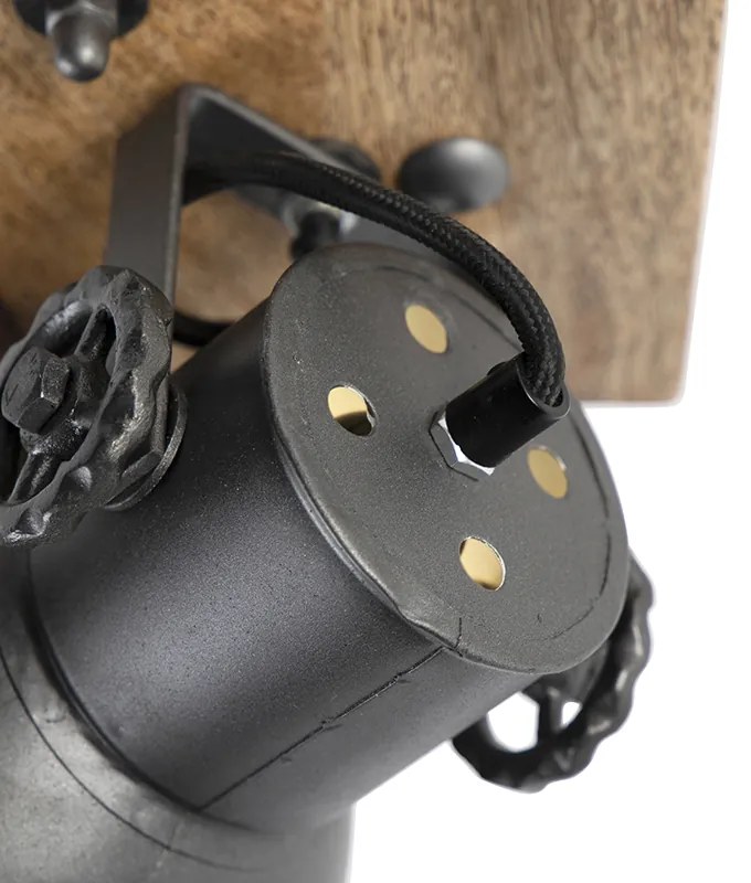 Spotlight industrial gri închis cu lemn de mango 18 cm - Mangoes