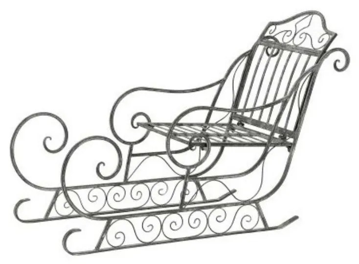 Sanie decorativa din metal, gri, 78x31x53 cm