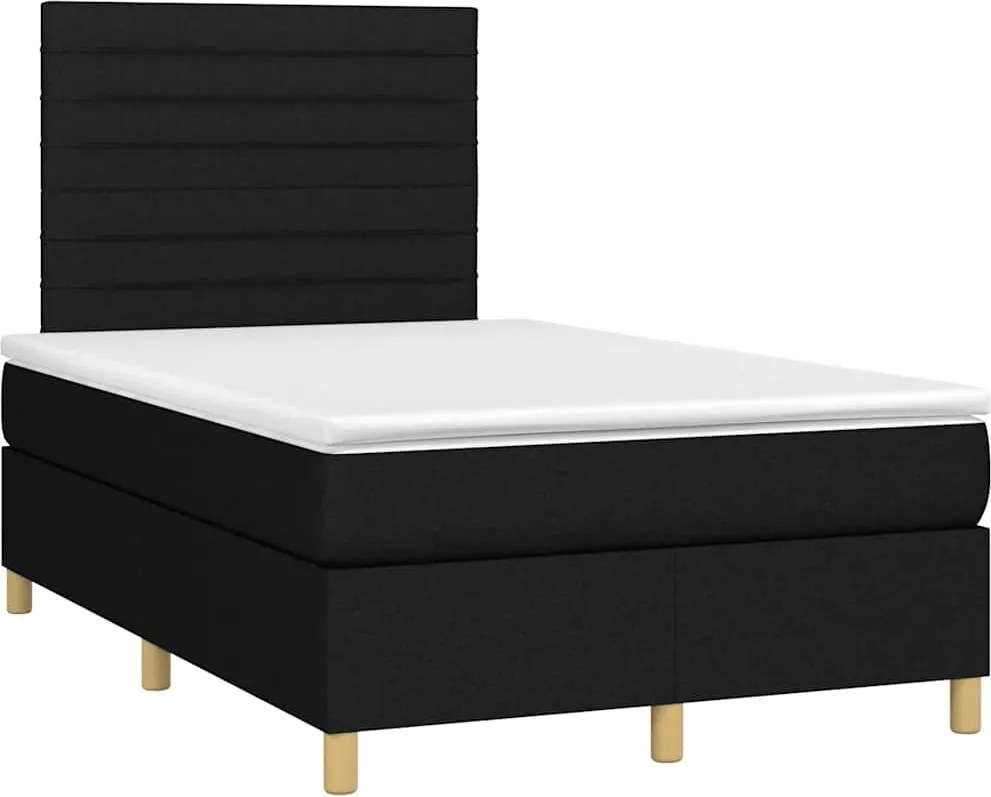 vidaXL Pat box spring cu saltea, negru, 120x190 cm, catifea