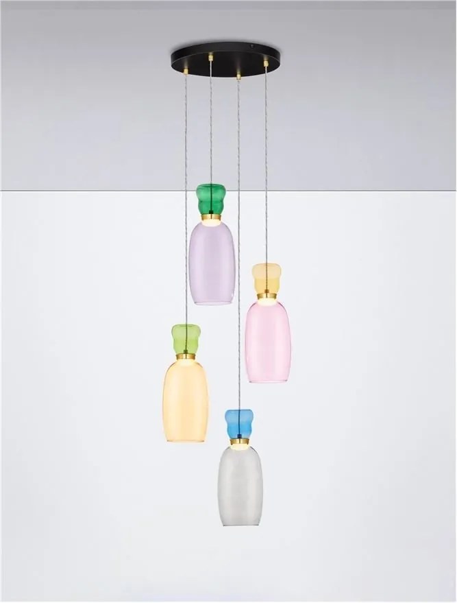 Lustra cu 4 pendule LED design modern Pluma multicolor