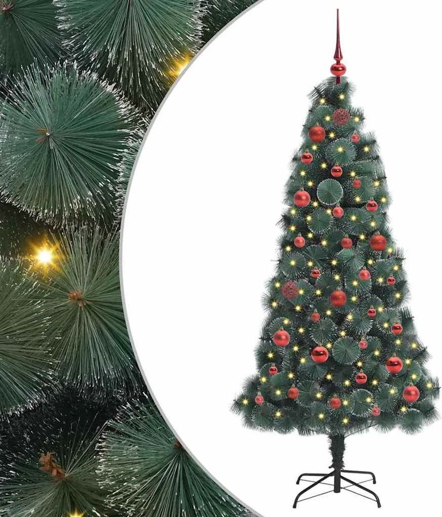 vidaXL Brad de Crăciun artificial cu luminițe și set de globuri 150 cm