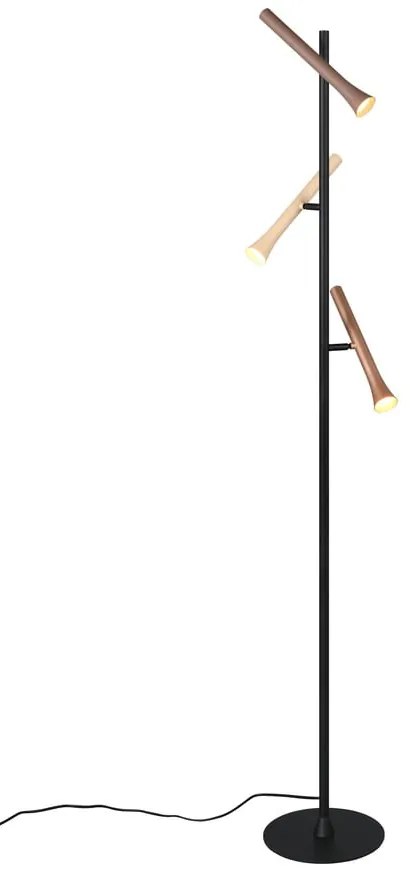 Lampadar negru LED cu abajur din metal (înălțime 150 cm) Fiato – Trio