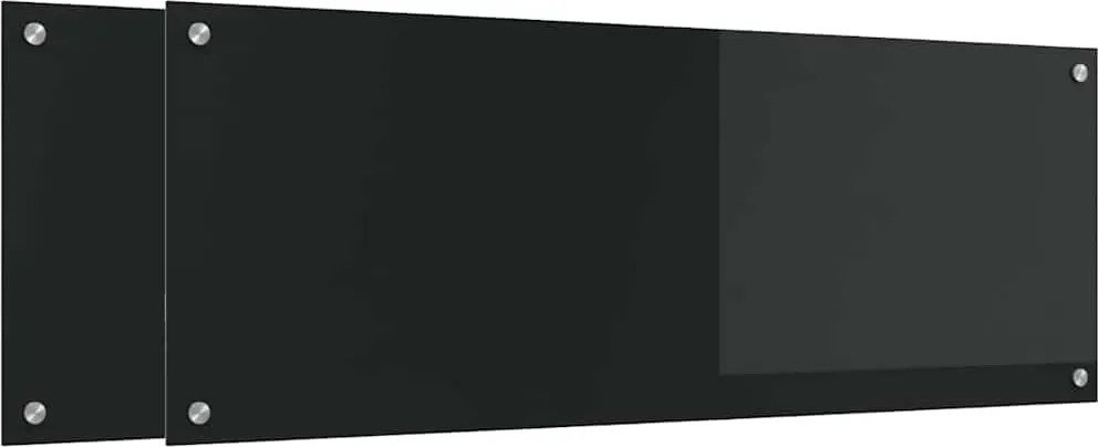 vidaXL Panou de bucătărie 2 pcs Negru 110 x 40 cm sticlă securizată