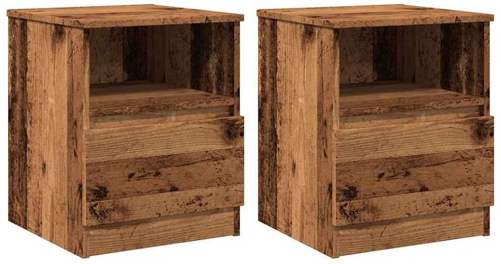 vidaXL Noptiere, 2 buc., lemn vechi, 40x40x50 cm, lemn prelucrat