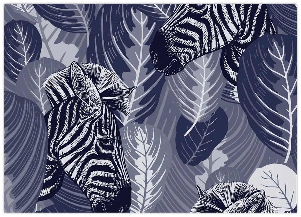 Tablou - Zebre albastre (70x50 cm)