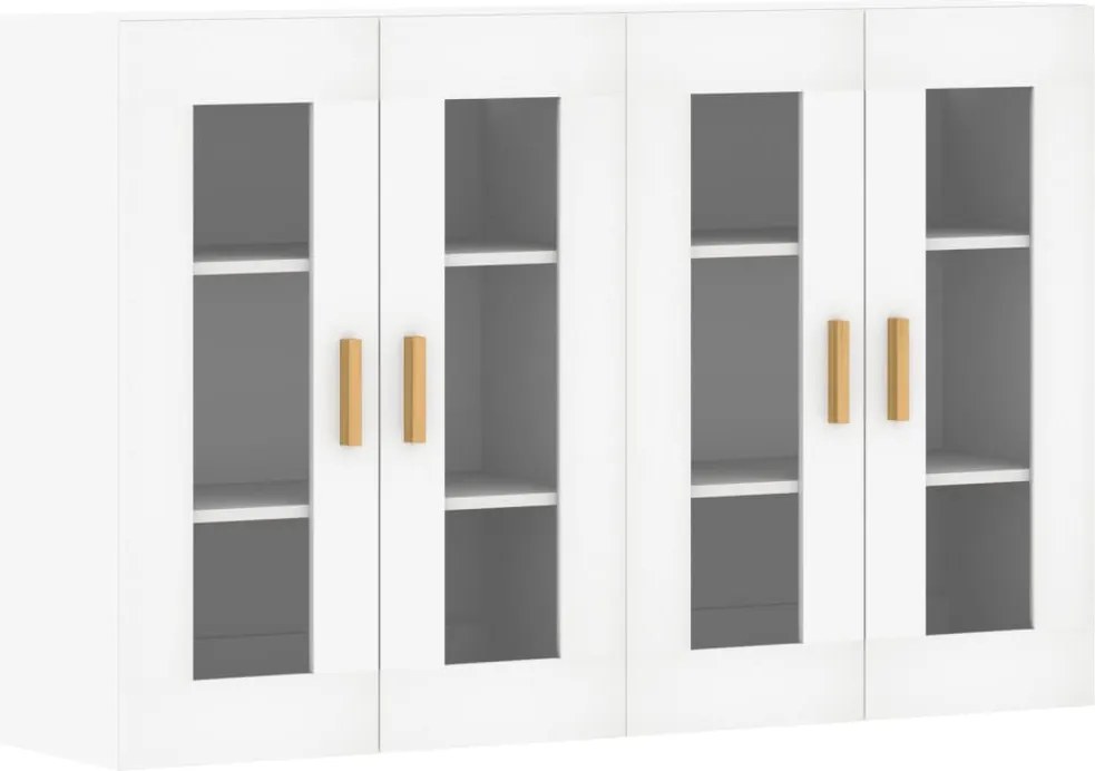 vidaXL Dulapuri montate pe perete, 2 buc, alb, lemn prelucrat