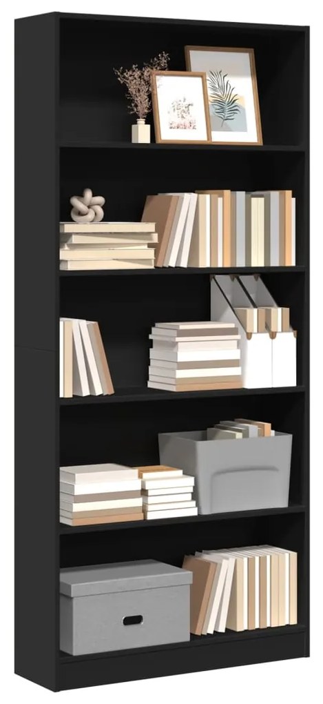 vidaXL Bibliotecă, negru, 80x24x176 cm, lemn prelucrat