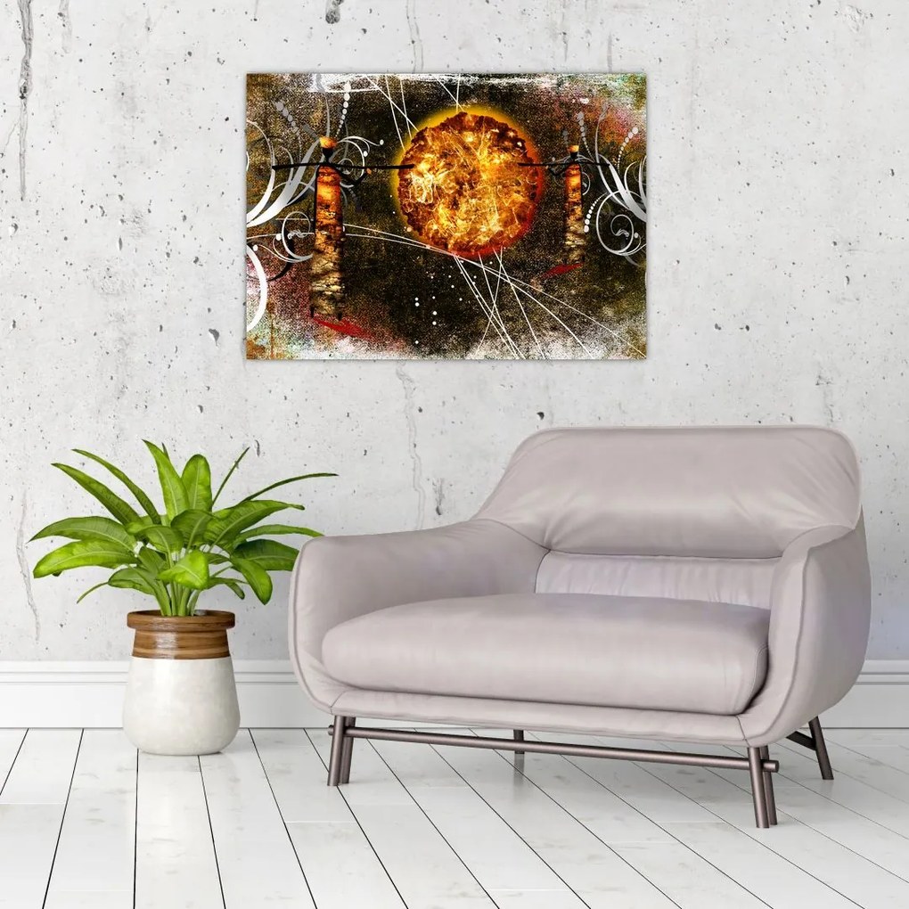 Tablou pe sticlă cu pictură epochală străveche (70x50 cm)