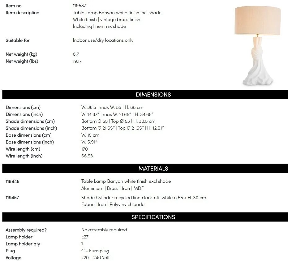 Veioza, Lampa de masa LUX Banyan Alb