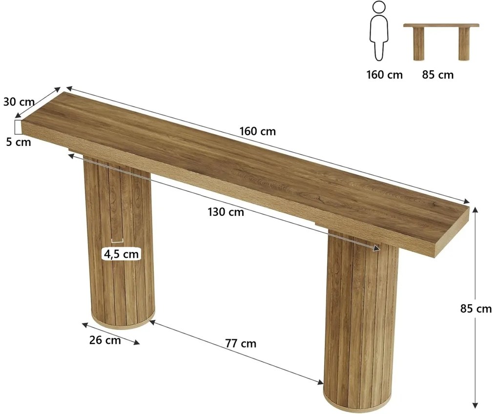 MAM15 - Masa Consola, 160 cm, masuta hol, living, dining, dormitor - Maro