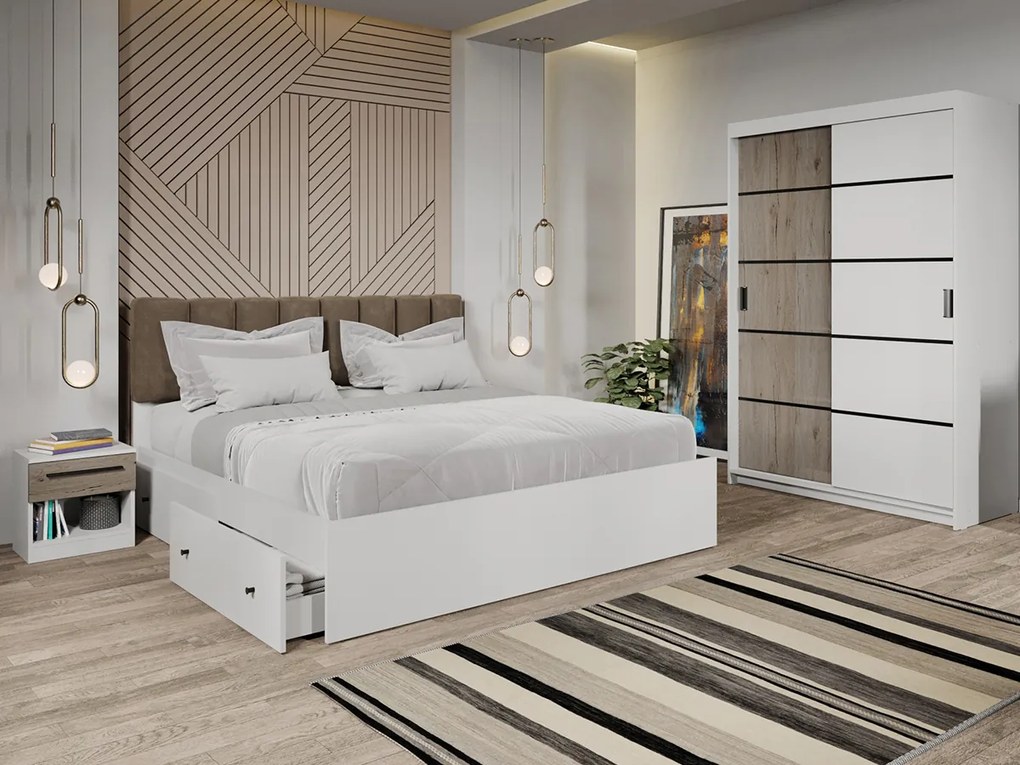 Set mobila dormitor 4 piese Zeno Alb/San Remo C38