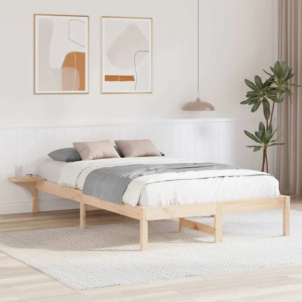 vidaXL Cadru de pat cu mese laterale Maro 135 x 190 cm Maro