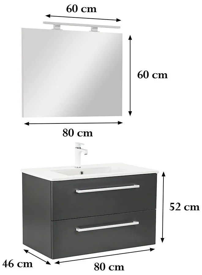 Mobilier complet de baie Vario Clam 80 antracit-antracit