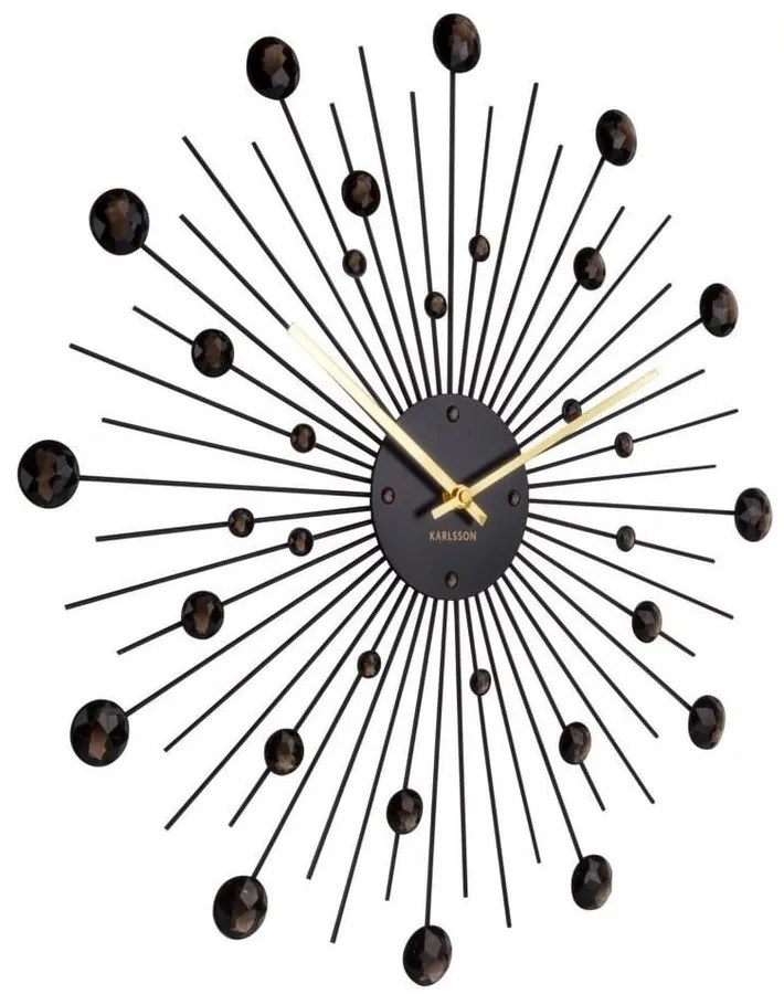 Ceas de perete cu cristale negre Karlsson Sunburst