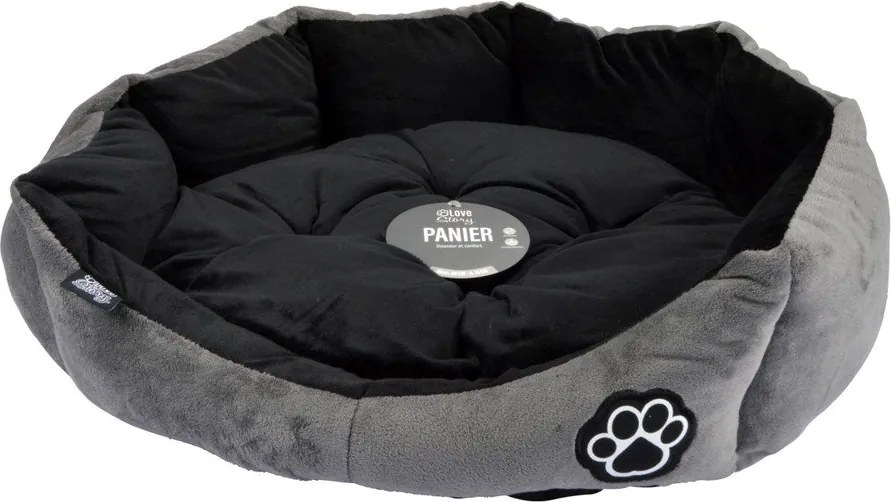 Pat pentru animale de companie gri pentru câini din piele întoarsă ø 50 cm Flakes – Love Story