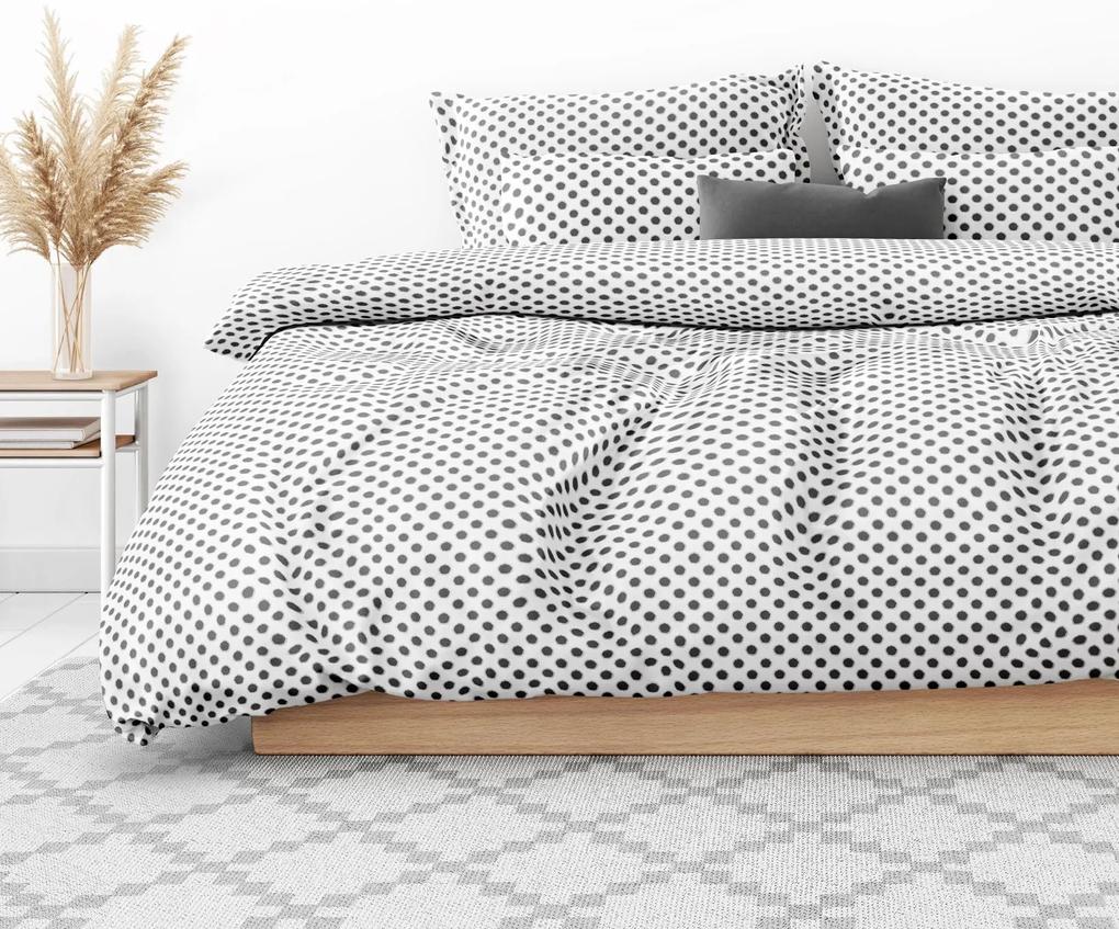 Goldea lenjerie de pat 100% bumbac - buline gri pe alb 140 x 200 și 50 x 70 cm
