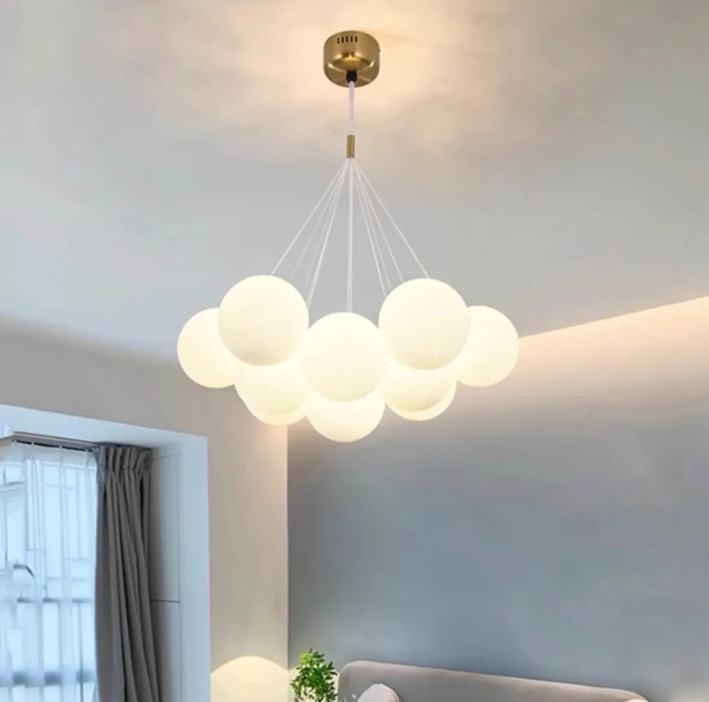 Lustra led suspendata, Zuya 9globuri Albe
