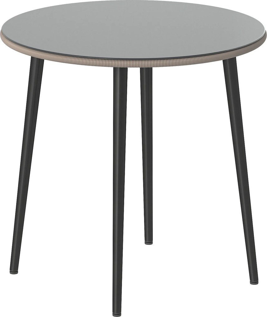 Outsunny Masă de luat masa pentru grădină cu blat din sticlă securizată cu margine din ratan cadru din oțel 80x80x74 cm gri | Aosom Romania