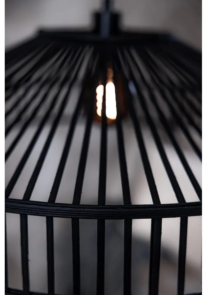 Lustră neagră cu abajur din bambus ø 70 cm Tapa – Markslöjd
