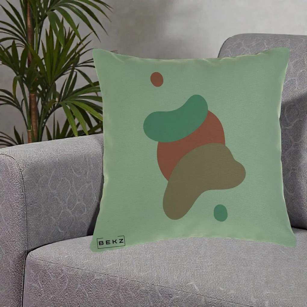 Perna Decorativa Abstract Forme Fluide Coral, 40x40 cm, Verde, Husa Detasabila, Perna Inclusa, BEKZ®