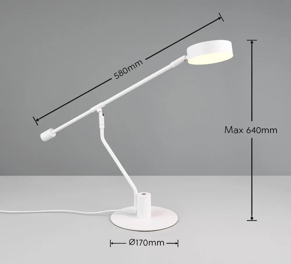 Veioză alb mat LED cu structură flexibilă (înălțime 64 cm) Manduro – Trio