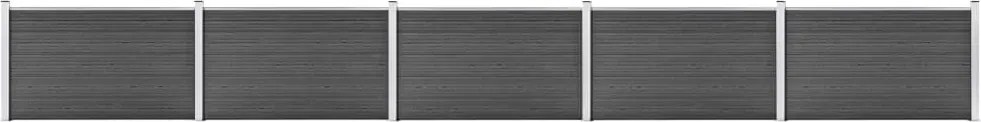 vidaXL Set de panouri de gard, negru, 872 x 105 cm, WPC