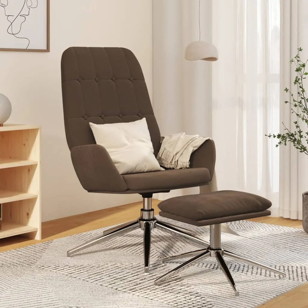 3097692 vidaXL Scaun de relaxare cu taburet, maro, microfibră