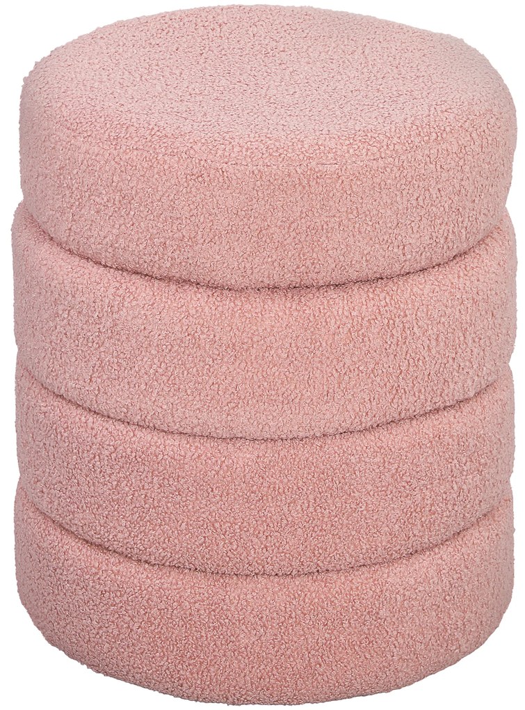 HOMCOM Scaun, rotund, fleece de teddy, până la 120 kg, Φ40x45 cm, Roz | Aosom Romania