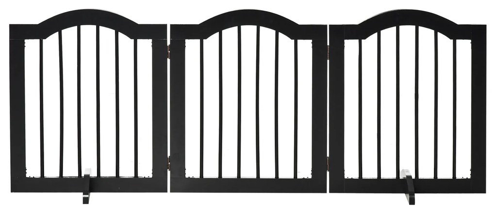 PawHut Barieră de siguranță barieră modulabilă pliabilă pentru animale de companie cu picior de suport MDF lemn masiv 154,5 x 61 cm negru | Aosom Romania