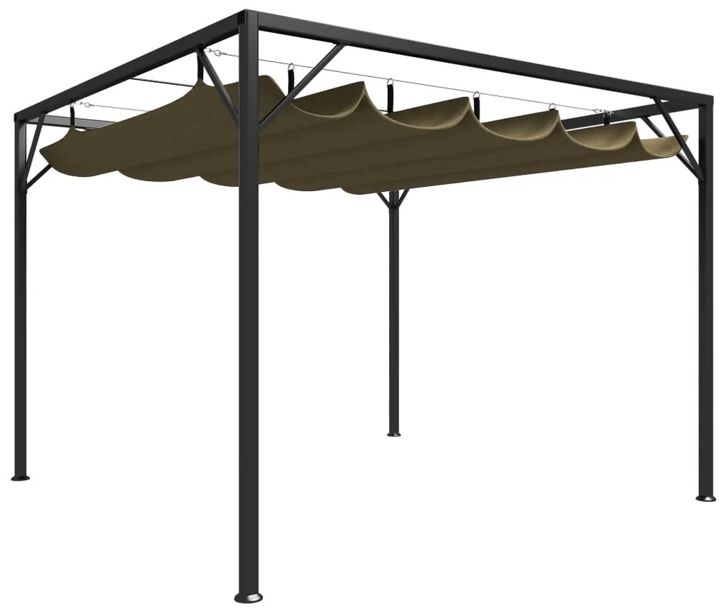 vidaXL Pavilion grădină, acoperiș retractabil gri taupe 3x3 m 180 g/m²