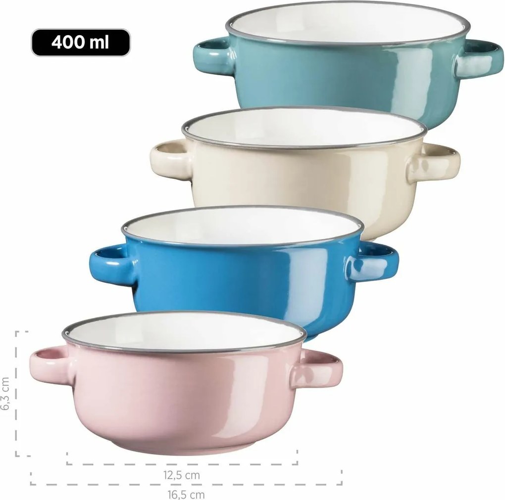 Mäser Set de 4 boluri pentru supă MAILA – 12,5 cm, mix petrol