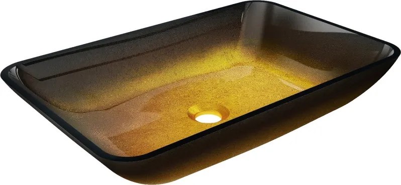 Mexen Megan lavoar de sticlă pe blat 56 x 36 cm, auriu închis - 24135651