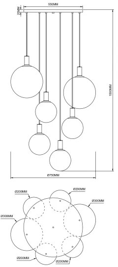 Zuma Line 003064-034740 - Lustră suspendată pe cablu NUA, 6xE27/25W/230V, Ø 75 cm, auriu/negru