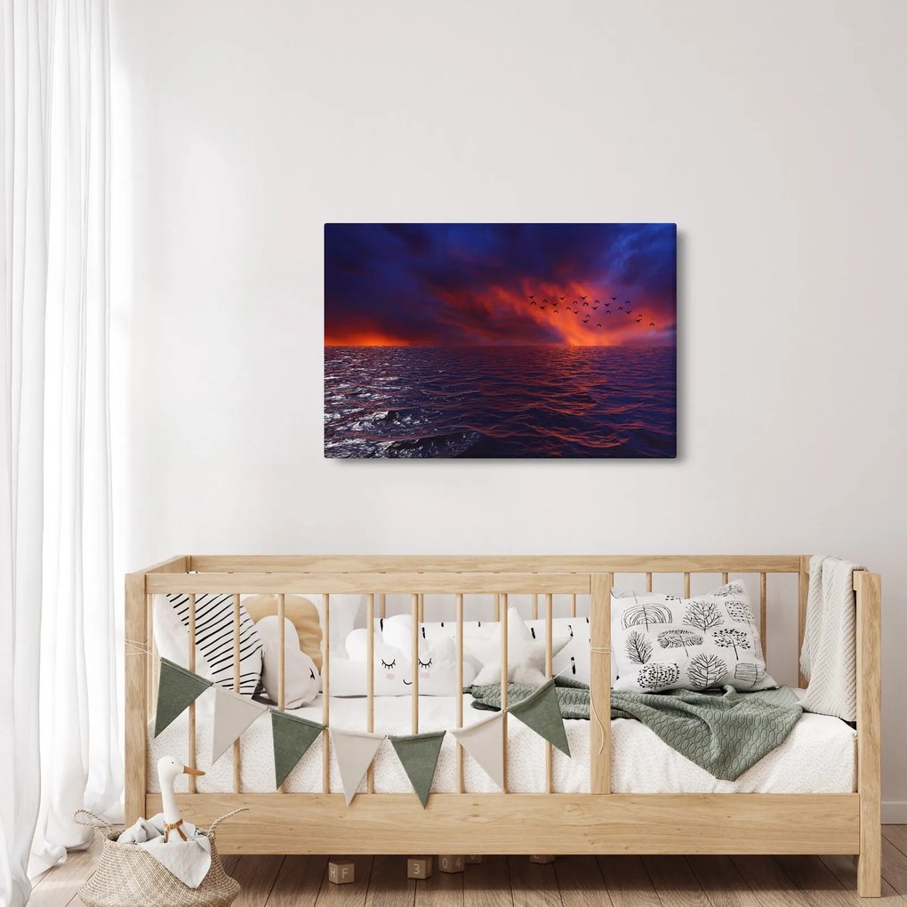 Tablou cu mare și păsări (90x60 cm)