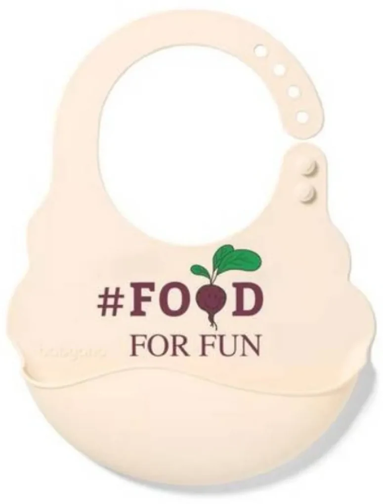 BabyOno baveta din silicon - Legume, ecru , 6 m+