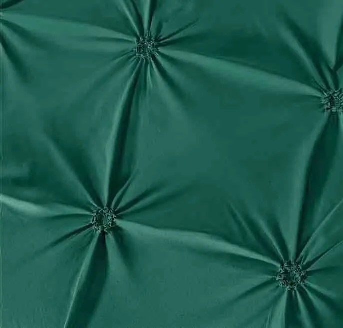 Lenjerie de pat cu pliuri, tesatura tip finet, pat 2 persoane, 6 piese - Verde