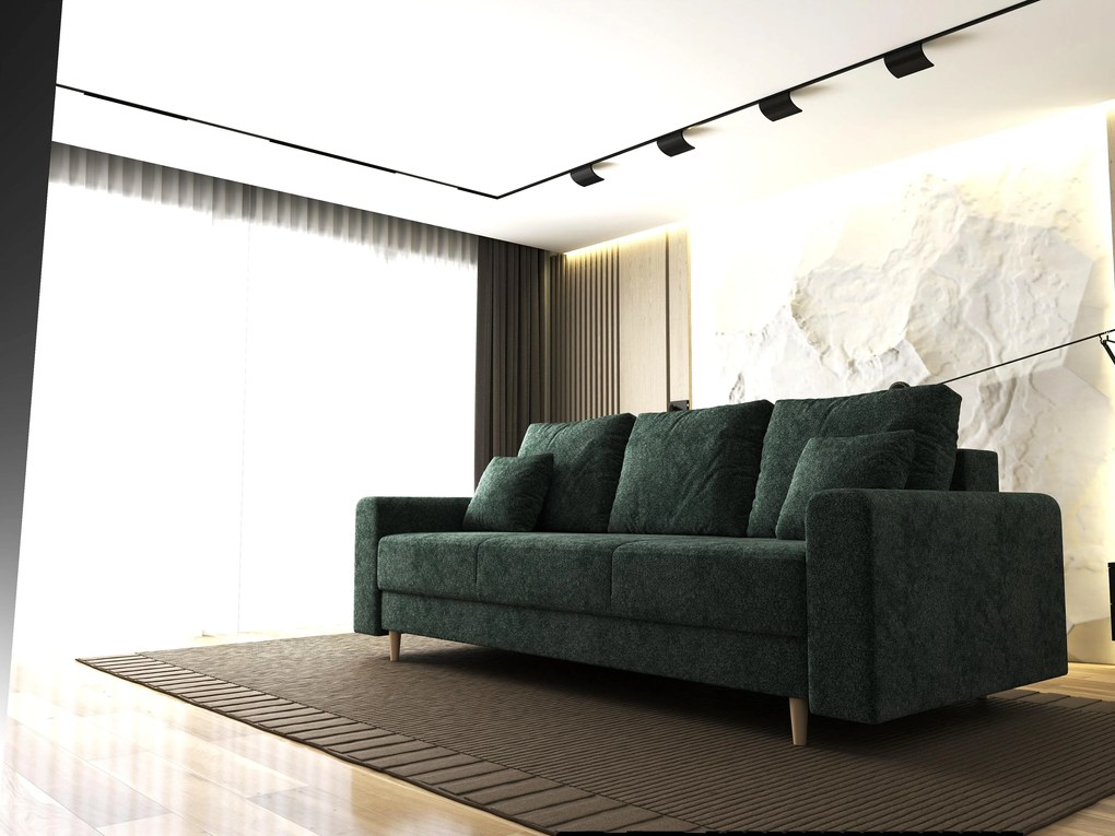 Canapea extensibilă dumonde cu ladă de depozitare si sezut confortabil din spuma high-density, Kronos Euphoria Verde 210x100 cm