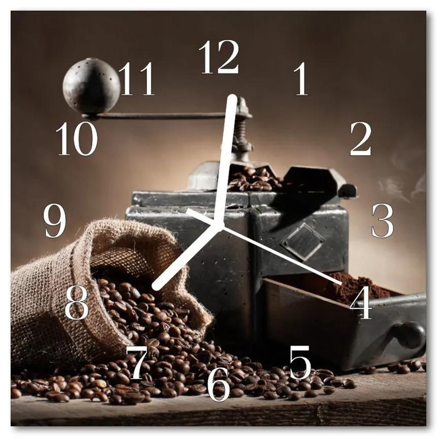Ceas de perete din sticla pătrat Râșniță de cafea Alimente și băuturi Brown