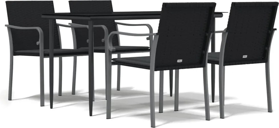 vidaXL Set mobilier de grădină cu perne, 5 piese, poliratan și oțel