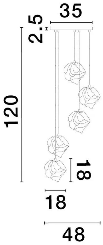 Lustra cu 5 Pendule design decorativ modern ODELLE