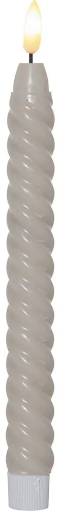 Set de 2 lumânări cu LED din ceară bej Star Trading Flamme Swirl Antique, înălțime 25 cm