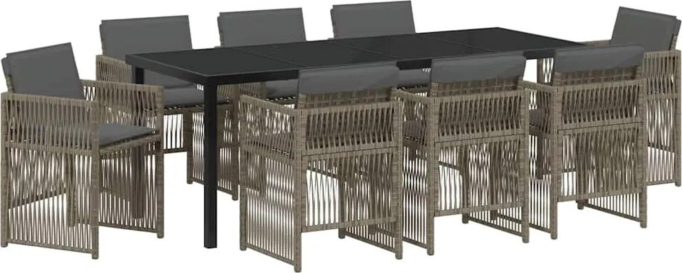vidaXL Set de masă pentru grădină 9 pcs Gri Oțel vopsit electrostatic