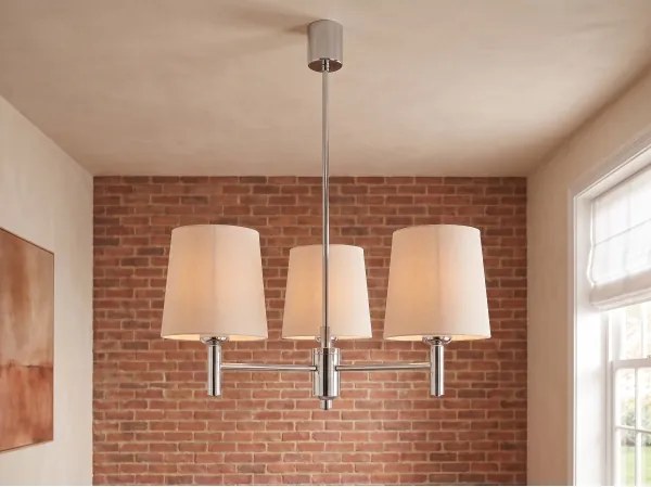 Brilagi - Lustră cu tijă MONTE 3xE27/60W/230V bej/crom lucios