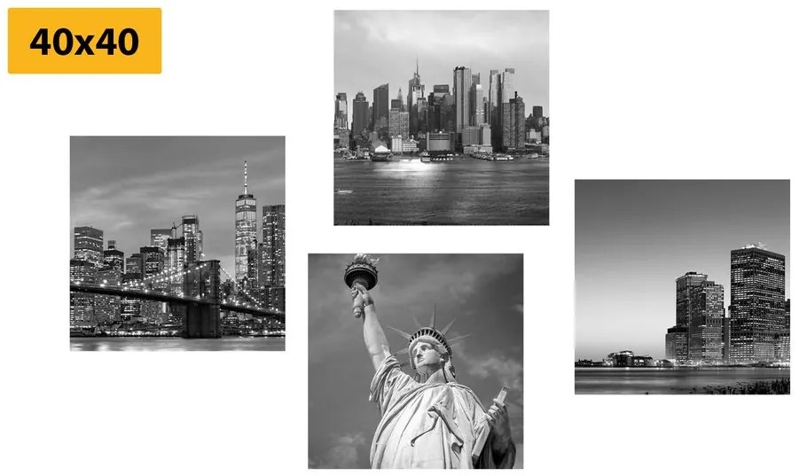 Set tablouri New York în design alb-negru